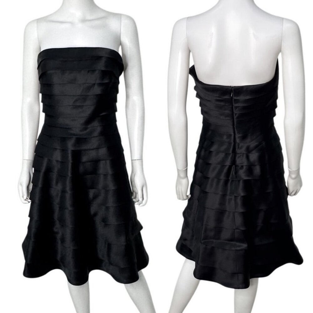 Hartly Westwood Vintage Silk Tiered Strapless Knee Length Dress in Black Size 4